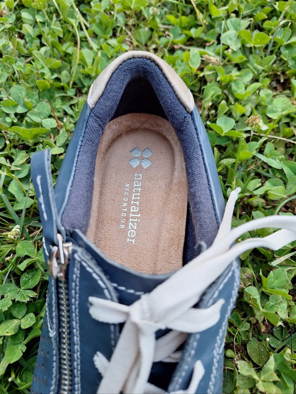 Earth Origins Blue Leather Lace-Up Sneakers with Side Zip - Picture 9 of 12